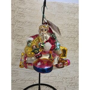 Christopher Radko Starlight Express 01-0184-0 Santa Airplane 2001 Ornament 5"